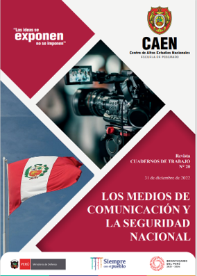 Portada del N° 20 de la revista Cuadernos de Trabajo: Los medios de comunicación y la seguridad nacional